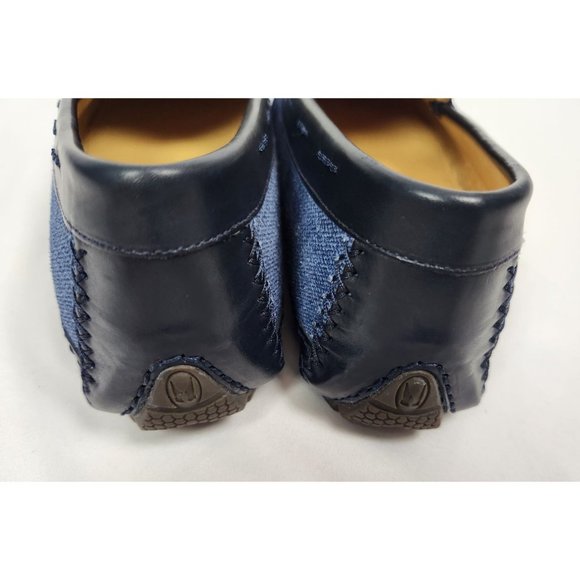Moreschi Men\'s Sz. 7.5 Navy Blue Micro Chevron Leather Driver Loafers main image 8